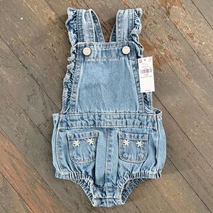 Old Navy Light Blue Kids Overalls with Floral Accents
